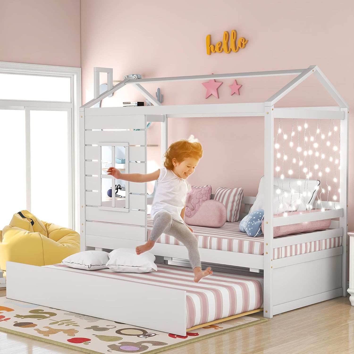 Twin House Bed with Trundle A63078