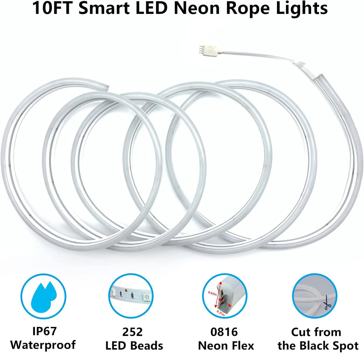 10FT 252 LEDs RGBIC Smart Neon Rope Lights Pack of 2 L97851