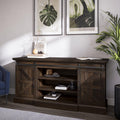 Modern Farmhouse TV Stand with Adjustable Shelves and Barn Doors Y220