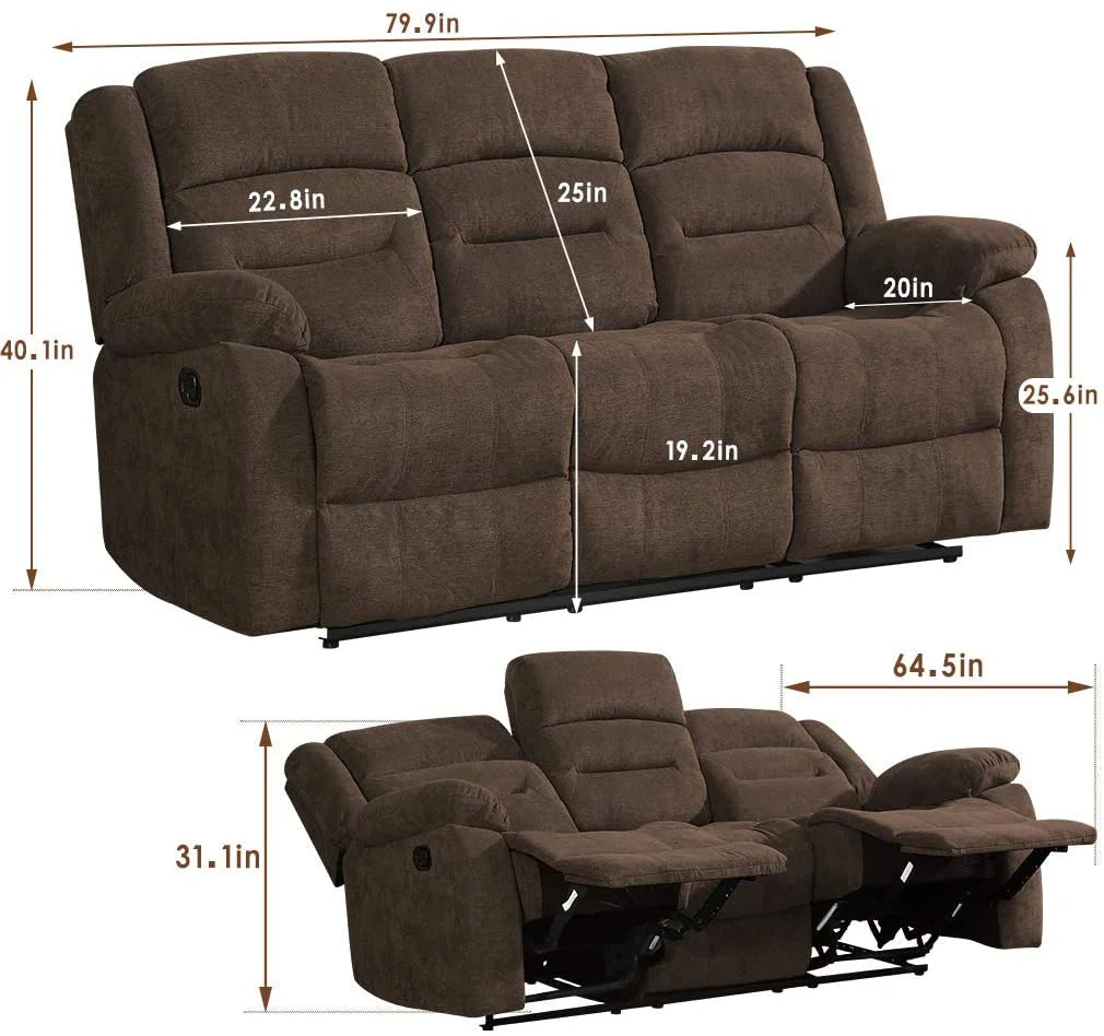 3 Seater Manual Reclining Sofa Set T233