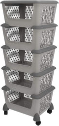 Gray 5 Tiers Stacking Basket with Wheels W680