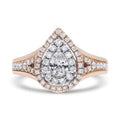 14K White & Rose Gold 1.00 CTTW Diamond Pear Shaped Double Halo Engagement Ring Q298