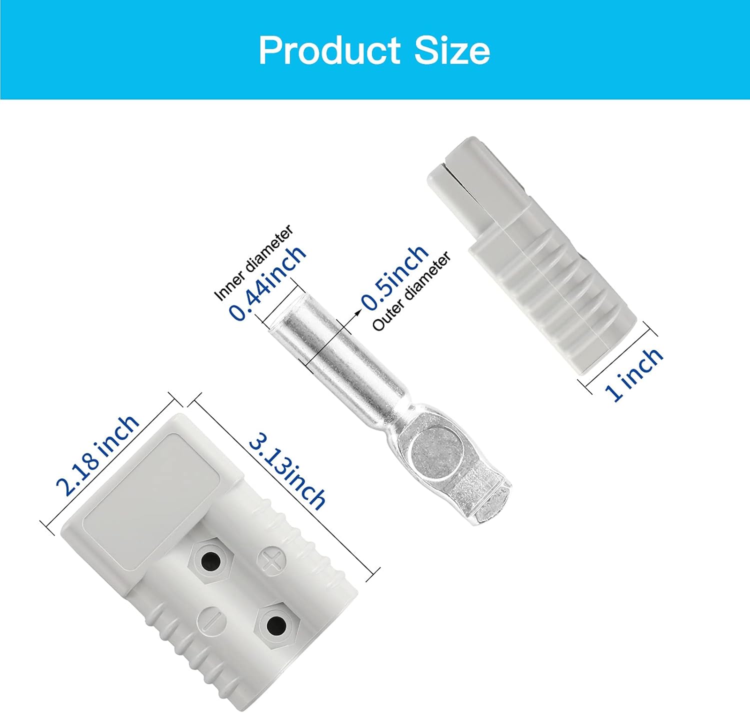 10 Pcs 1/0 Gauge 175A Battery Quick Connect Disconnect with Handle Grey Q745420