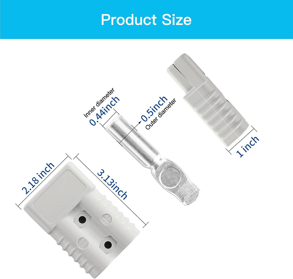 10 Pcs 1/0 Gauge 175A Battery Quick Connect Disconnect with Handle Grey Y950894
