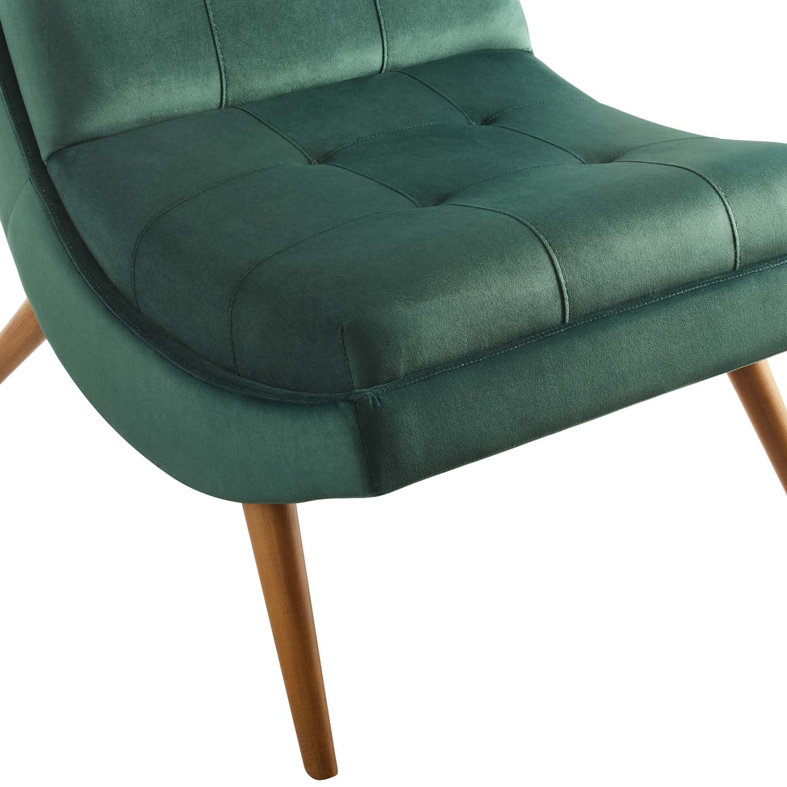 Green Velvet Lounge Chair and Ottoman Set Q689077