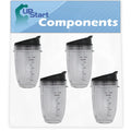4 Pack Replacement 18 oz Cup with Sip No Seal Flip Lids P2552
