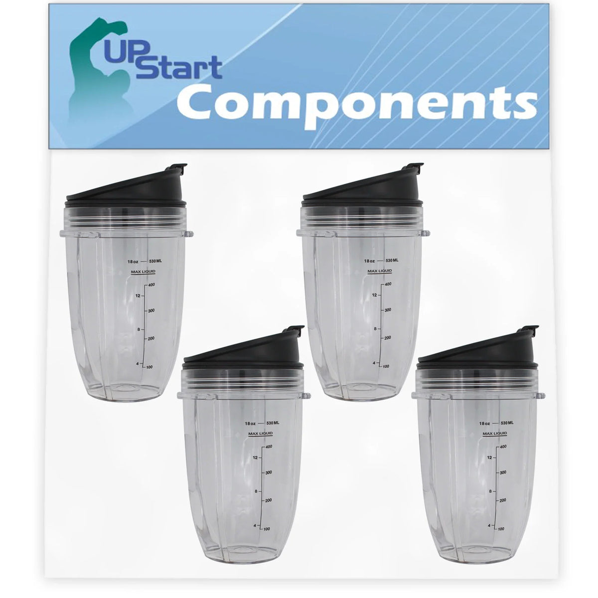 4 Pack Replacement 18 oz Cup with Sip No Seal Flip Lids P2552