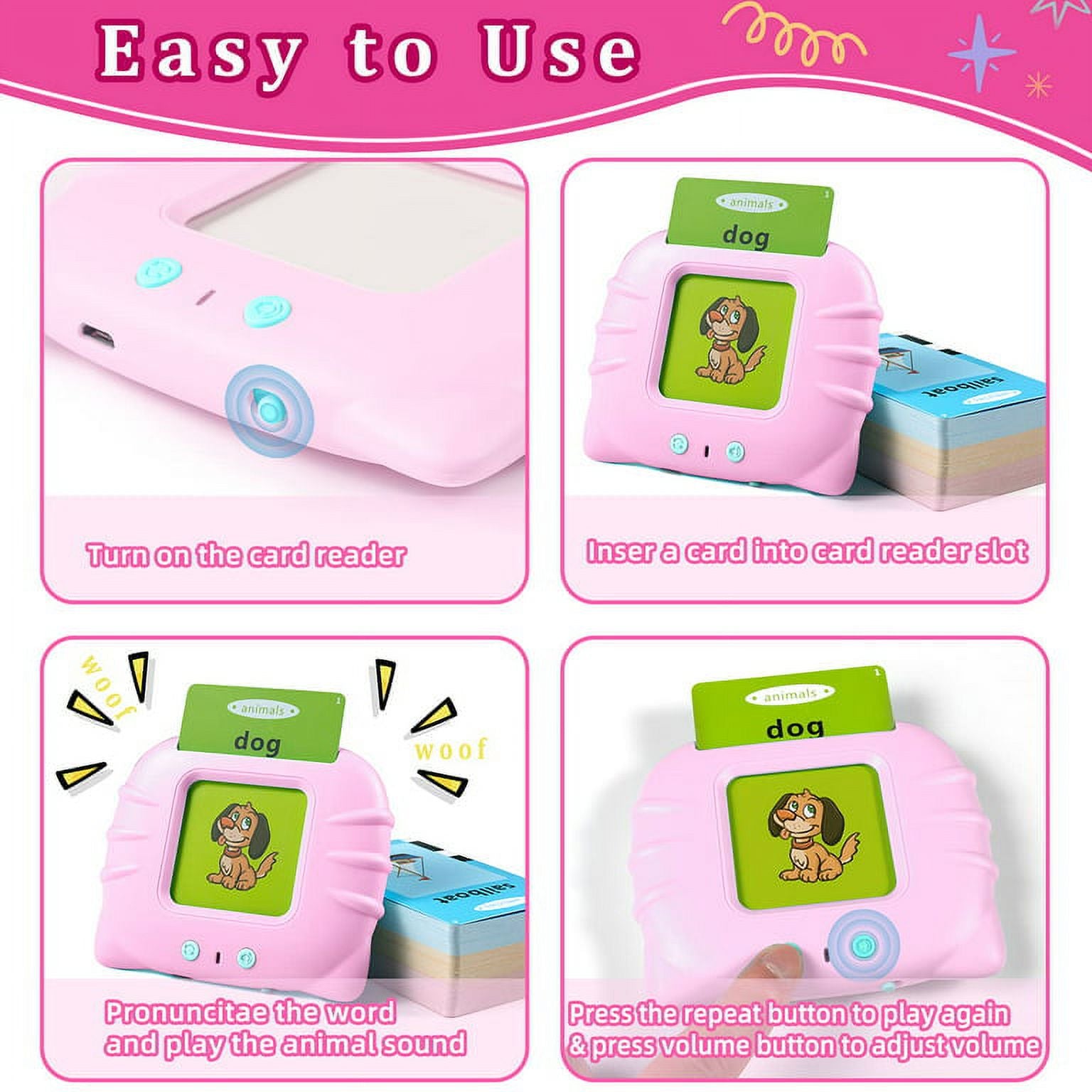 Toddler Talking Flash Cards 224 Sight Words Pink G3300