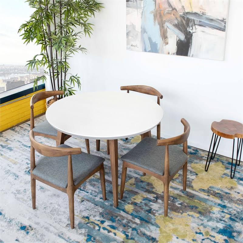 White Top Walnut Dining Table D407582