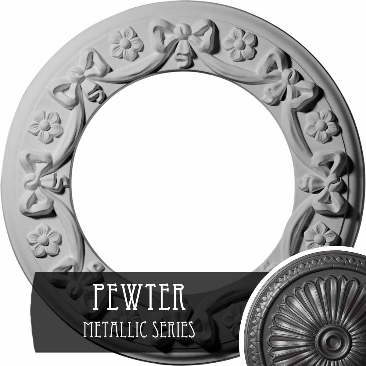 12 1/4x22OD x 7 1/2x22ID x 7/8x22P Ribbon with Bow Ceiling Medallion W422370
