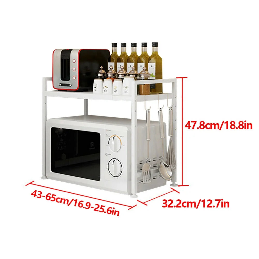 2-Tier Kitchen Storage Cart Microwave Oven Rack Stand Shelf N7640