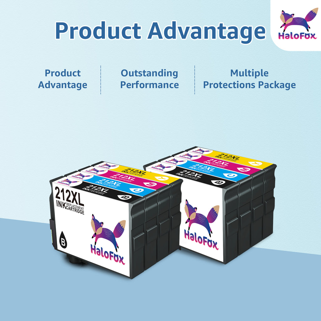 8 Packs 212XL Ink Cartridges for Epson Printer H105319