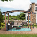 Steel Arched Pergola with Tan Shade S119535