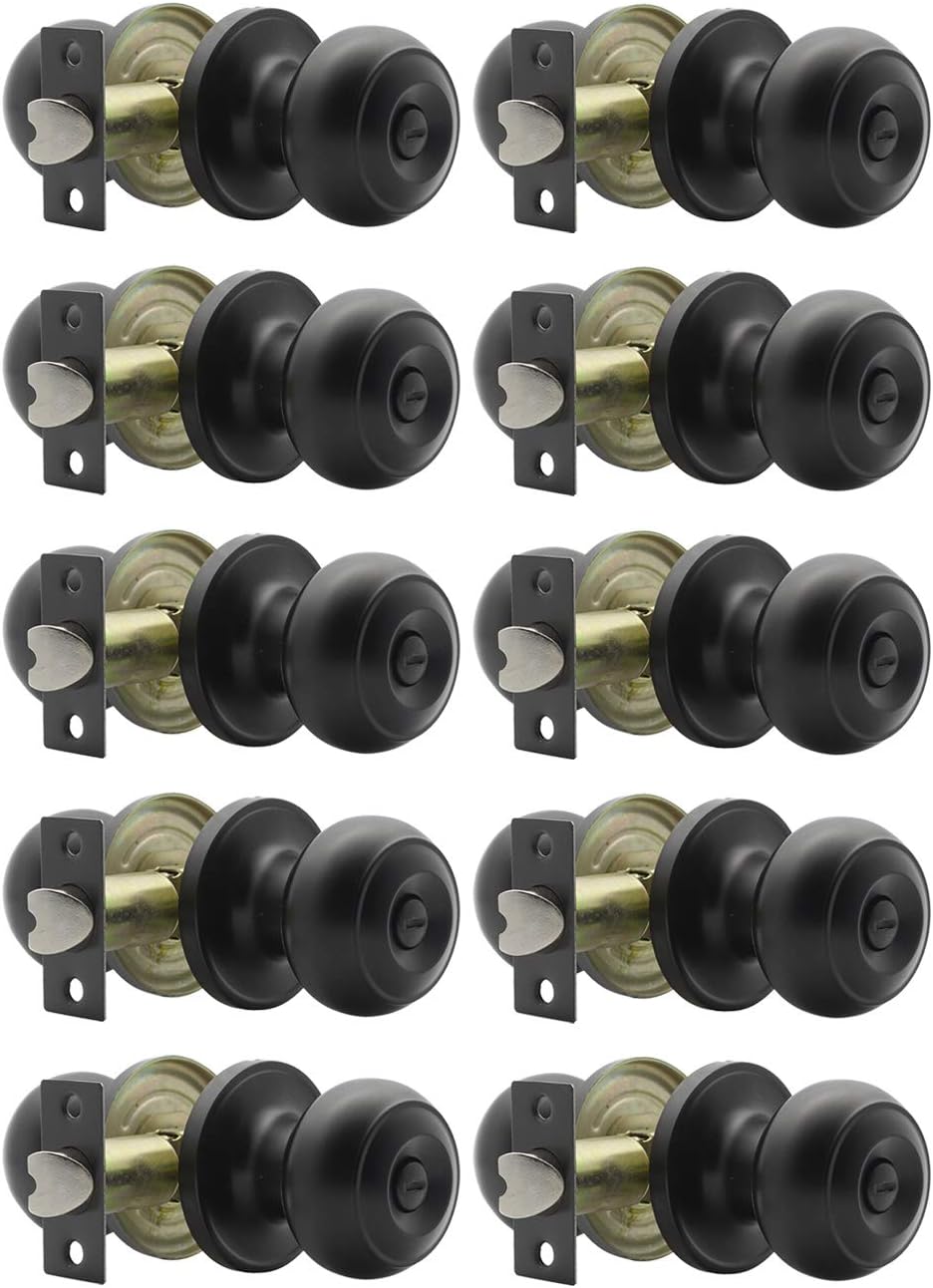 Matte Black Privacy Interior Door Knobs Stainless Steel (10 Pack) K21550