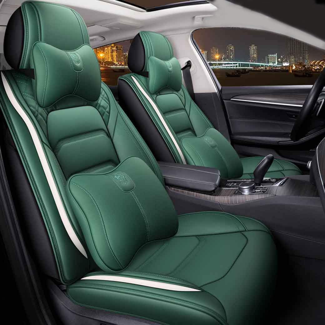 Blue&White Leather Car Seat Covers 5 Seats Full Set W610