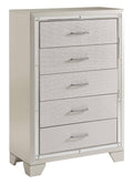 5 Drawer White Wooden Chest V783