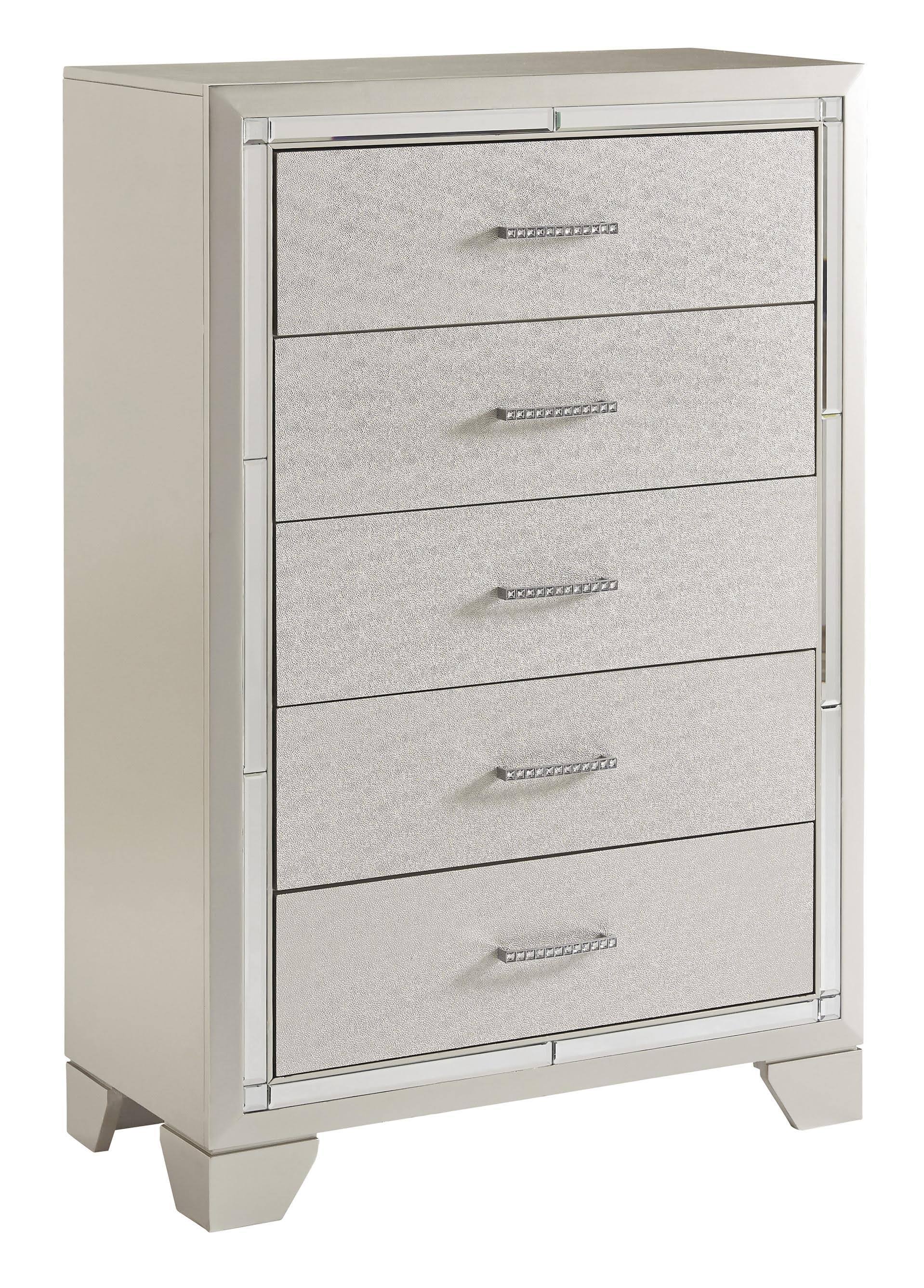 5 Drawer White Wooden Chest V783
