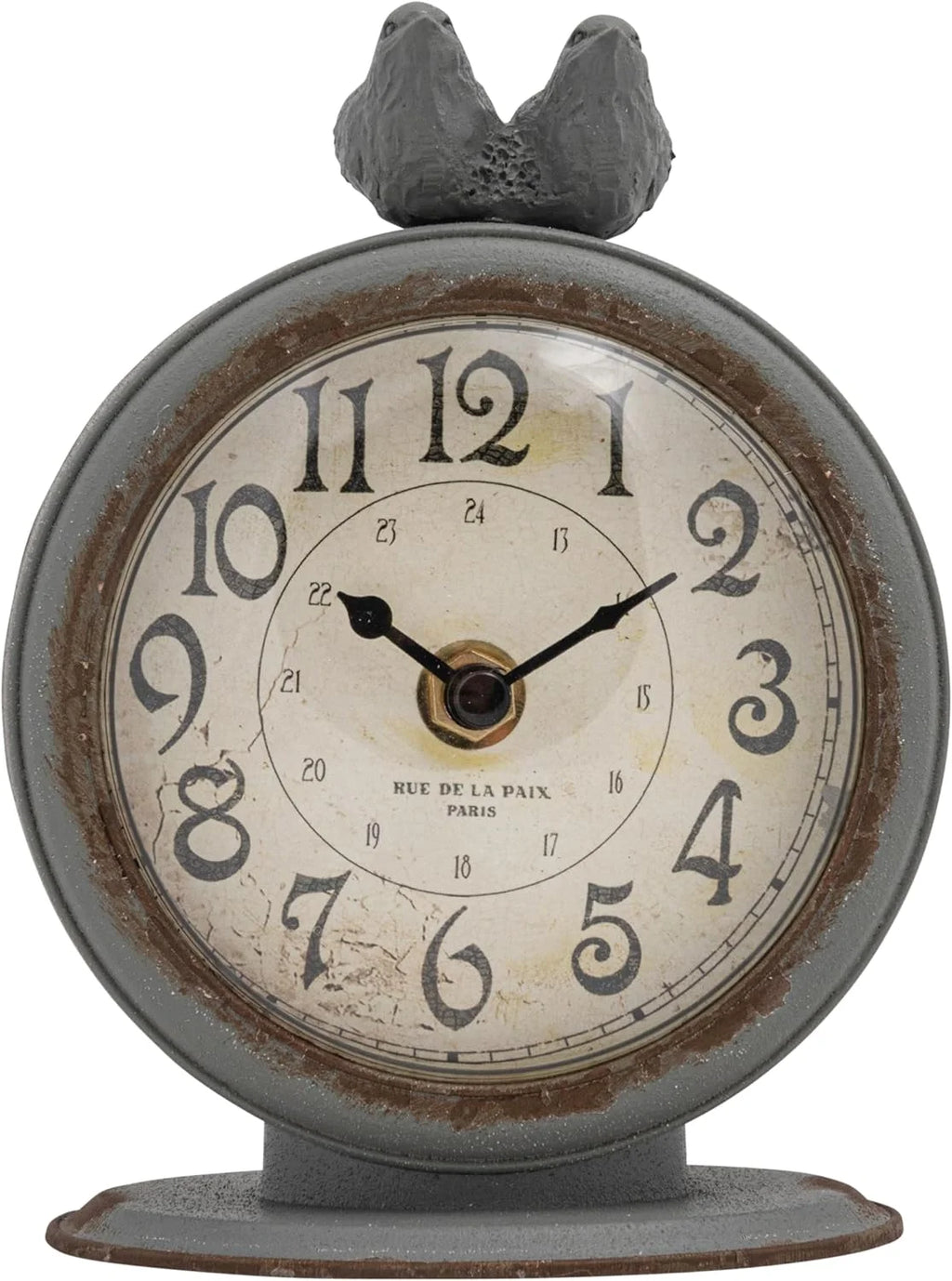 Grey Pewter Mantel Clock with Birds O98732