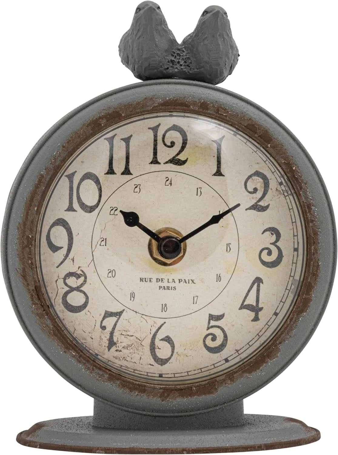 Grey Pewter Mantel Clock with Birds O98732