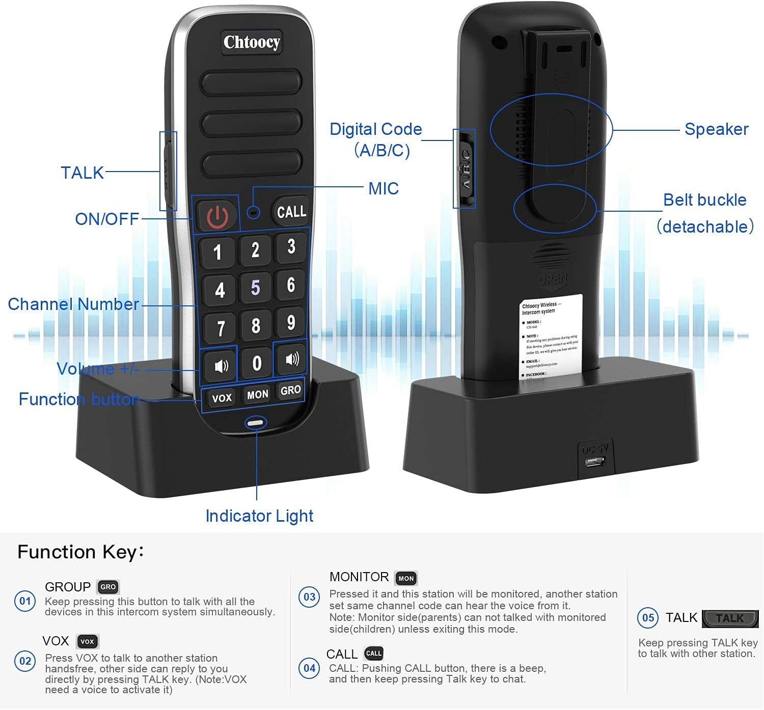 4 Packs Black Handheld Wireless Intercom System G925175
