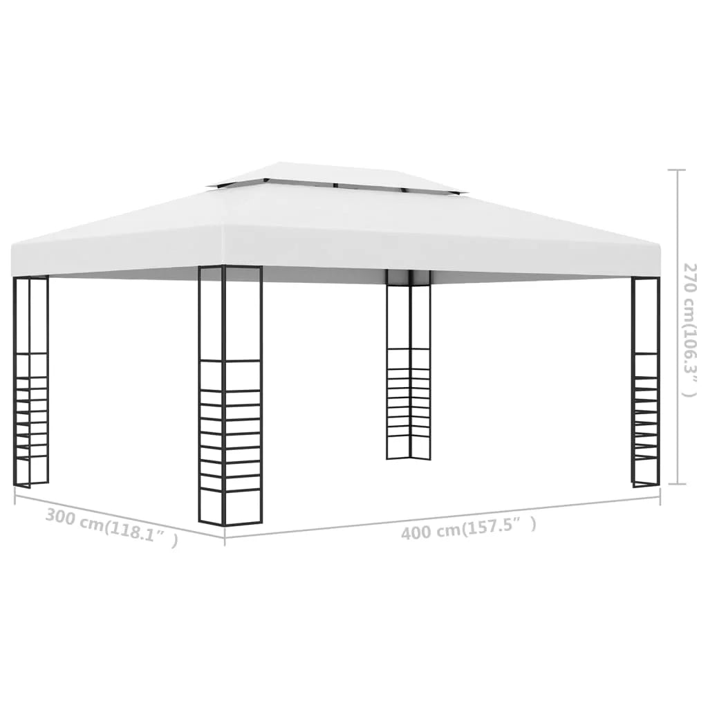 White Powder-Coated Steel Gazebo P30916