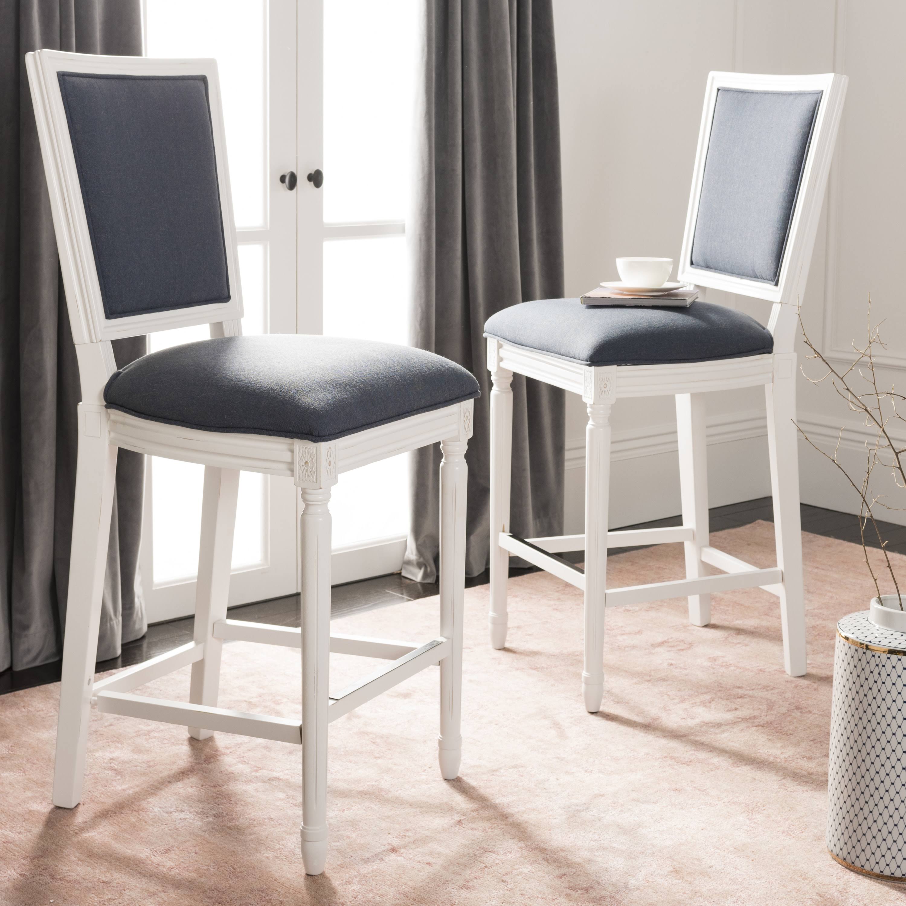 Navy/Cream Rectangle Bar Stool (Set of 2) C83999