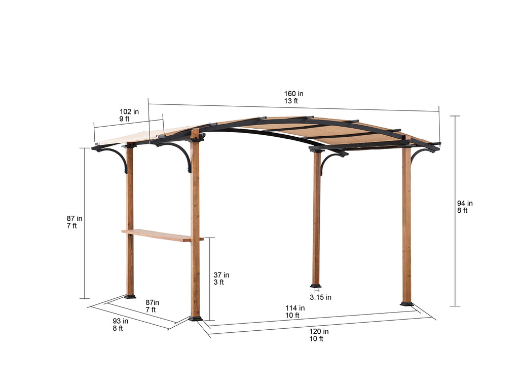 Steel Arched Pergola with Tan Shade S119535