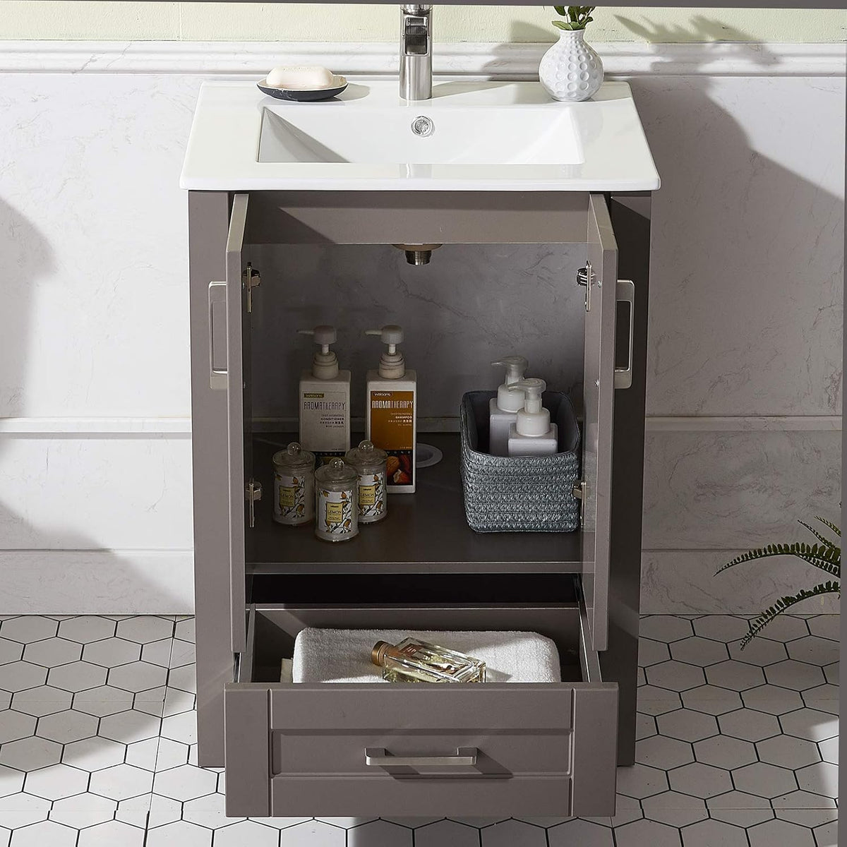 Grey 24 Inch Bathroom Vanity with Sink X79838