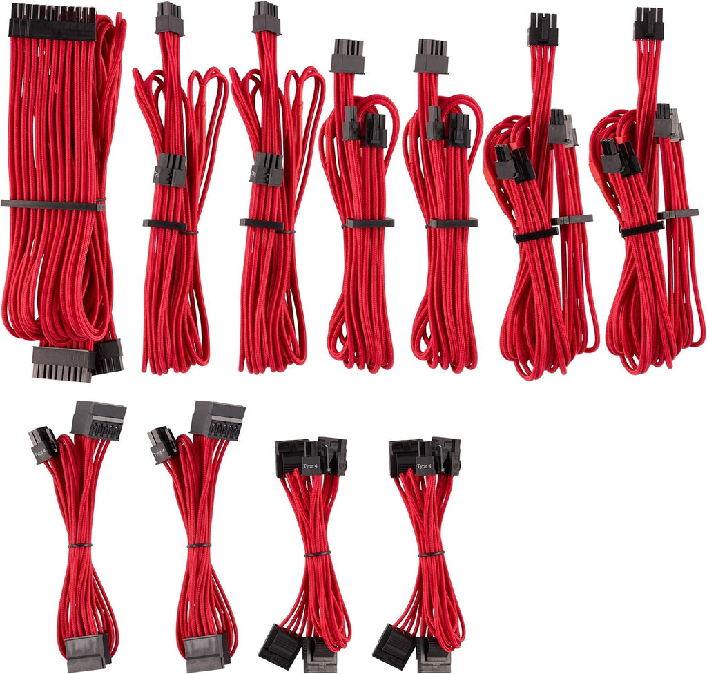 Red Individually Sleeved PSU Cables Pro Kit I667764
