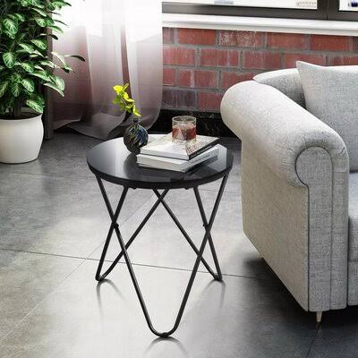 Black Glass End Table W573