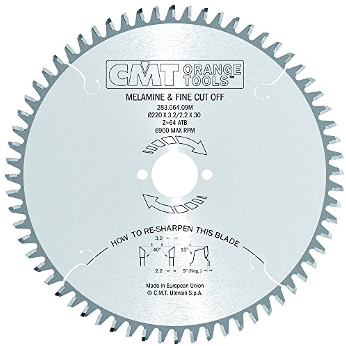 Industrial Melamine & Fine Cut-Off Saw Blade, 220mm x 64 Teeth with 30mm Bore C759907