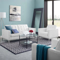 Silver White Faux Leather Loveseat and Armchair Set M841881