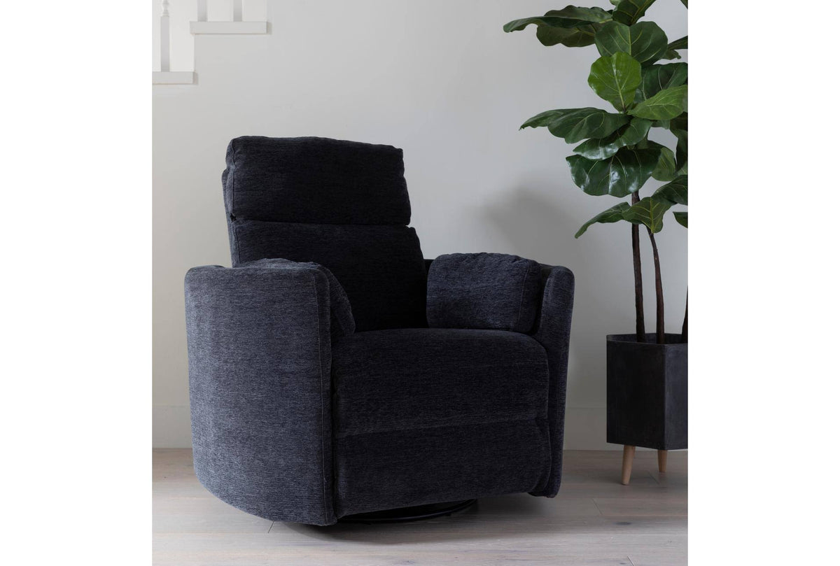 Blue Fabric Power Recliner Swivel Glider Chair R500