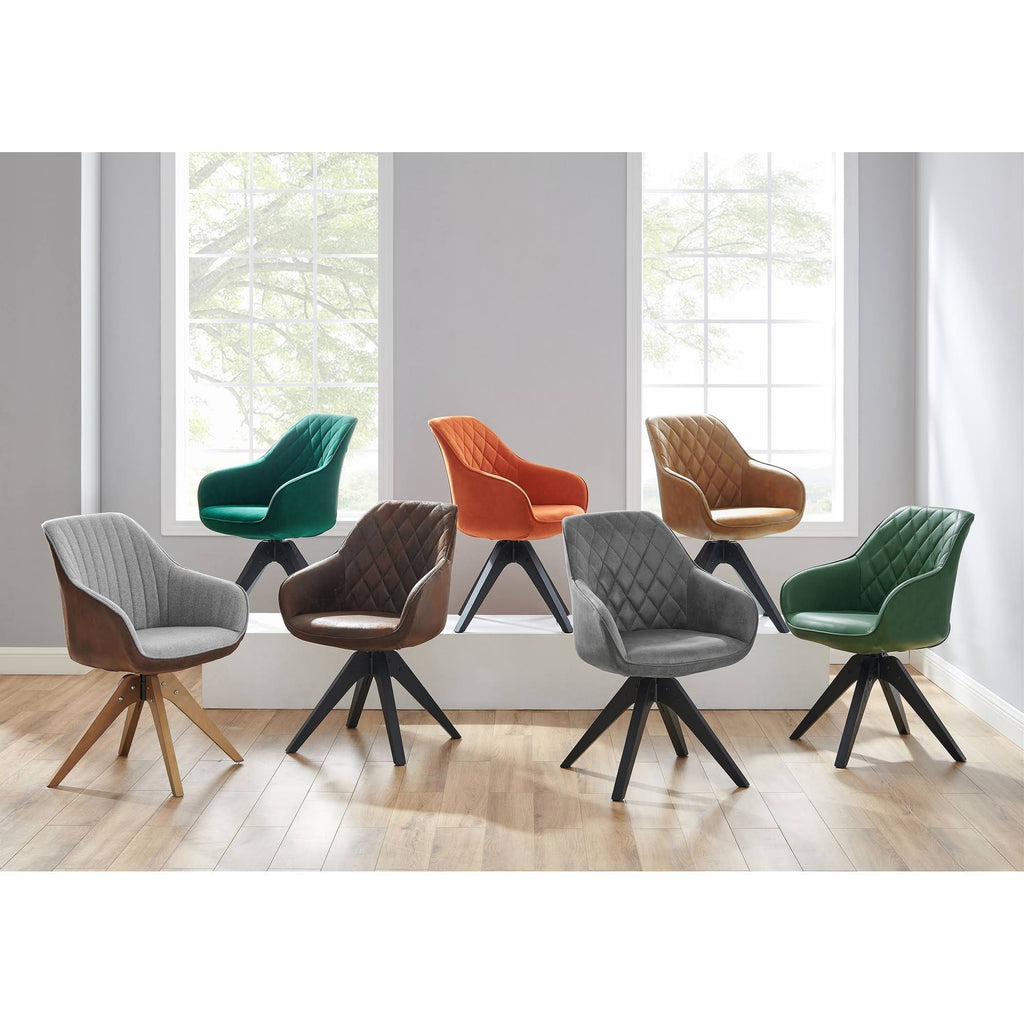 Camel Faux Leather Swivel Accent Arm Chair with Wood Legs C5085