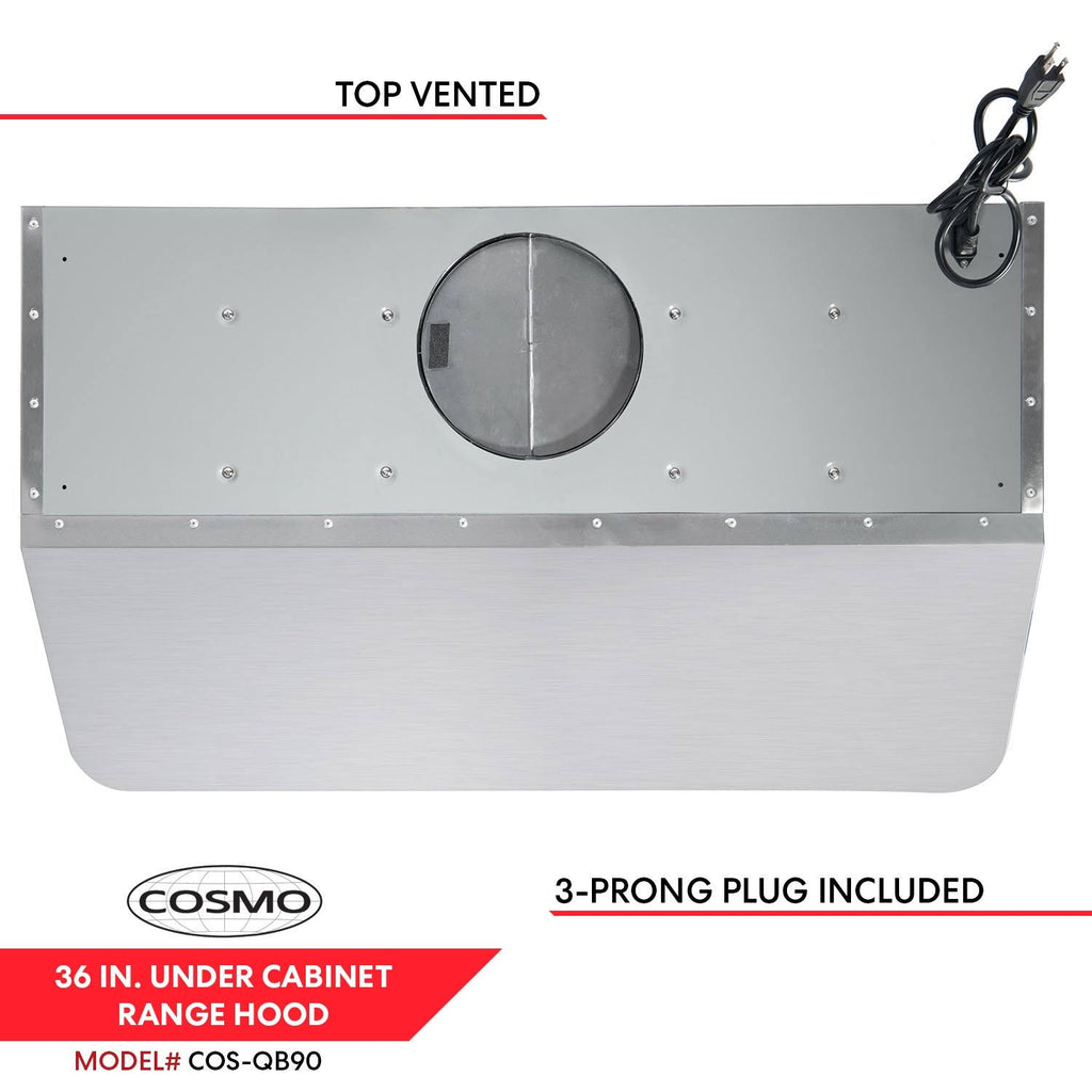 Stainless Steel Ducted Under Cabinet Range Hood with Push Button Controls, LED Lighting and Permanent Filters T325295
