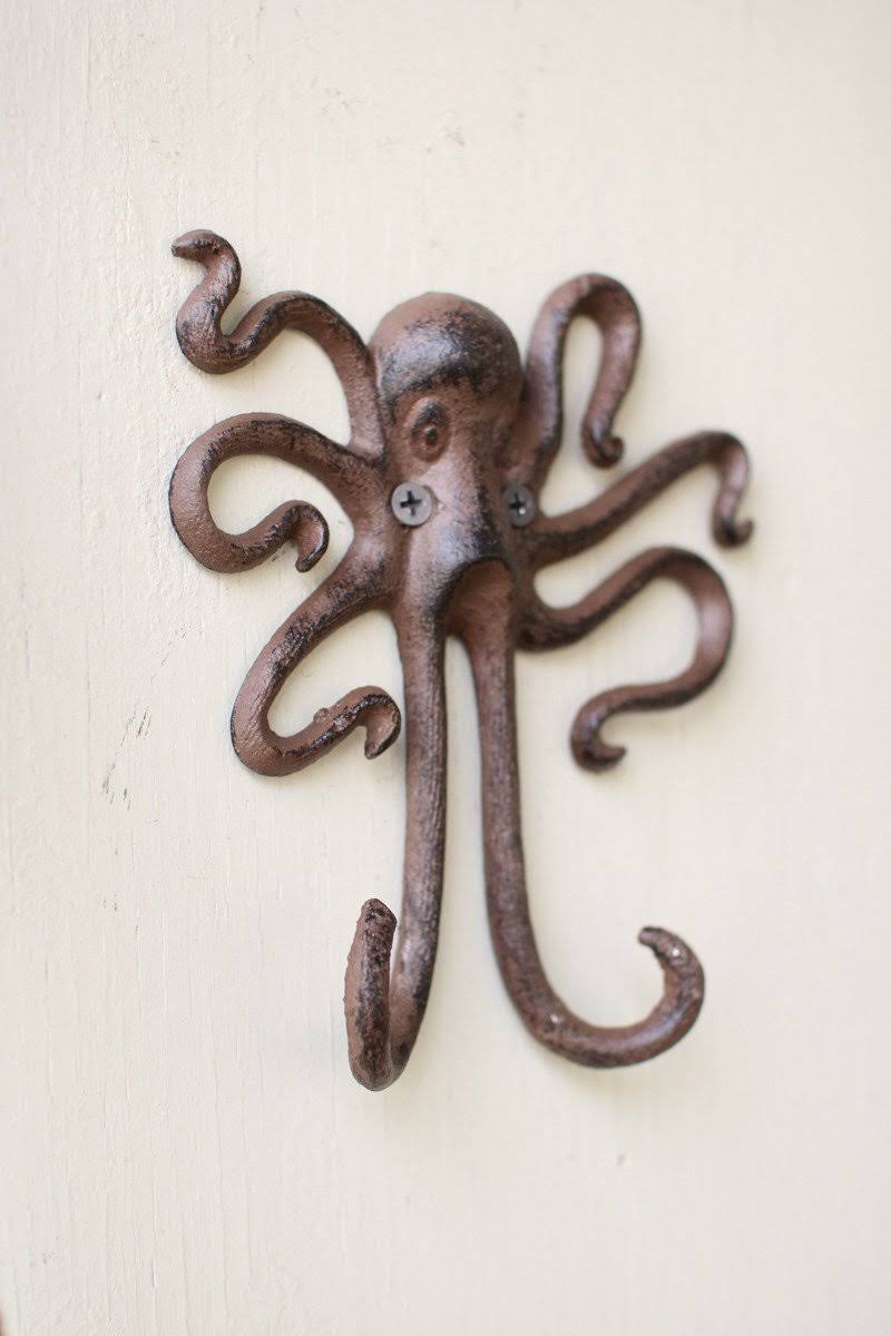 Cast Iron Octopus Wall Hook Set of 4 O226143