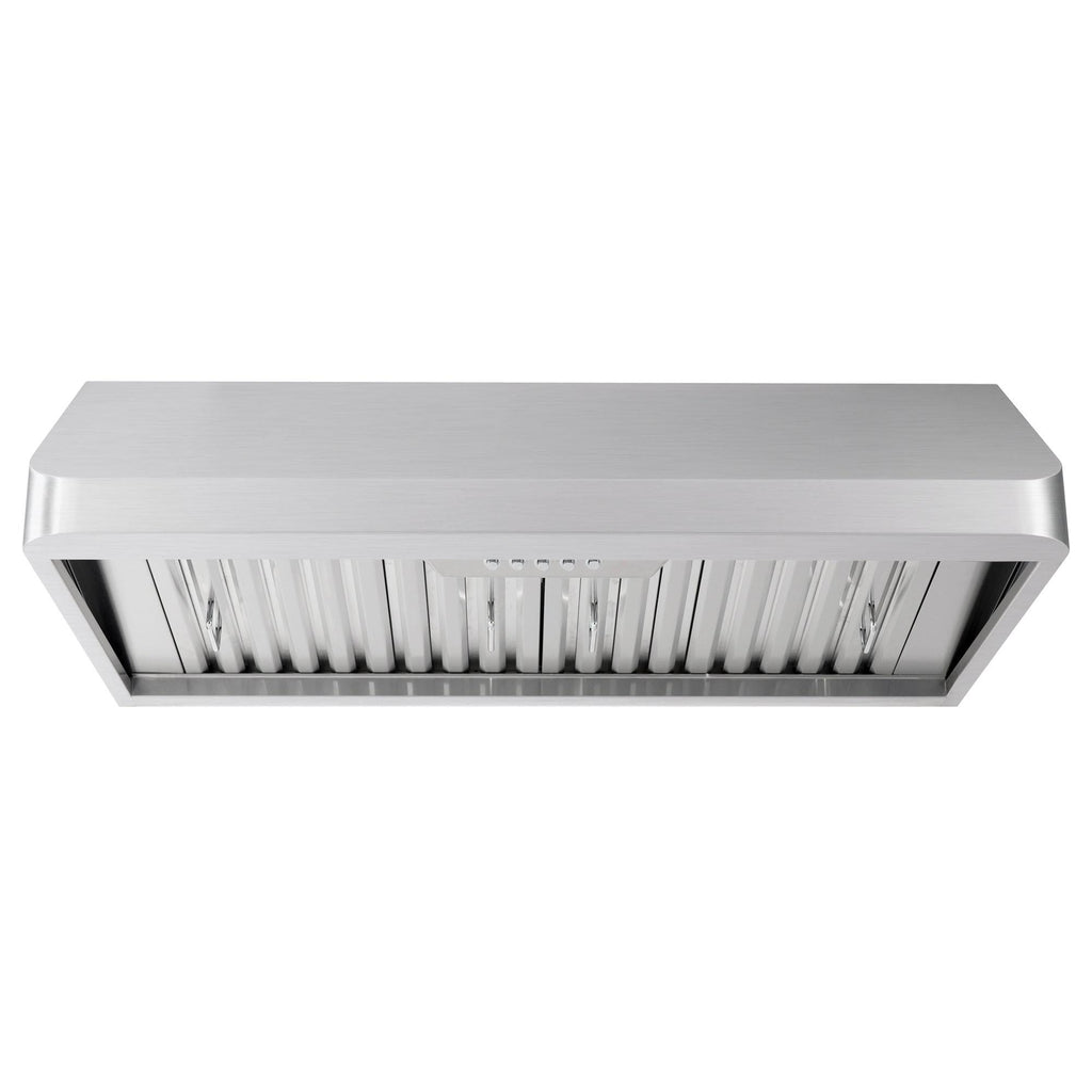 Stainless Steel Ducted Under Cabinet Range Hood with Push Button Controls, LED Lighting and Permanent Filters T325295