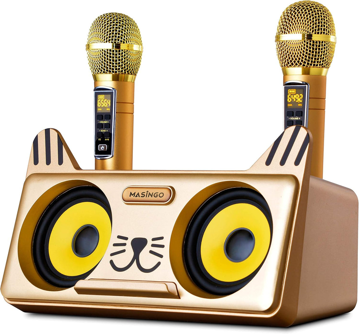 Portable Karaoke Machine with Bluetooth Speakers and 2 Wireless Microphones F238786