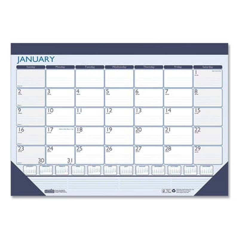 Recycled Desk Pad Calendar, 22 x 17, White/Blue Sheets, 12-Month (Jan to Dec) H5575