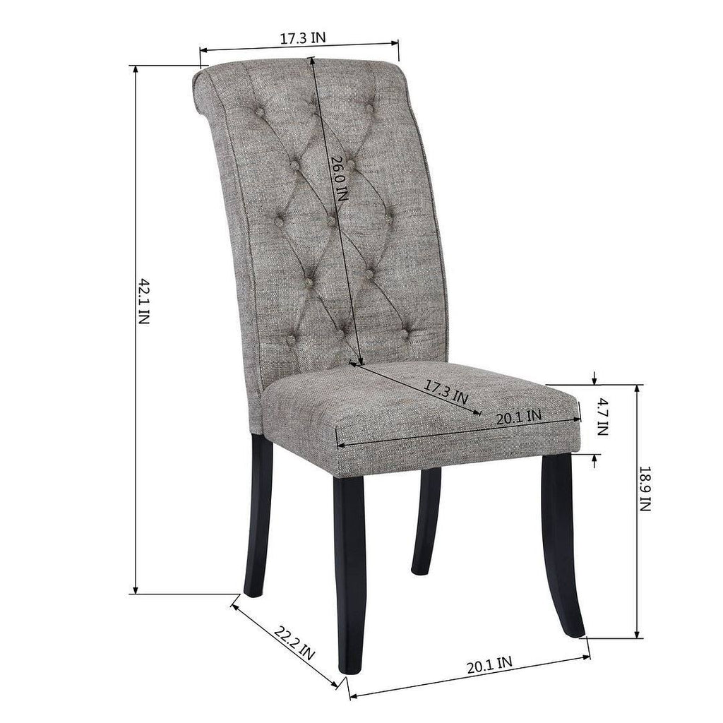 Grey Solid Wood Frame Dining Chair Set of 2 W6379