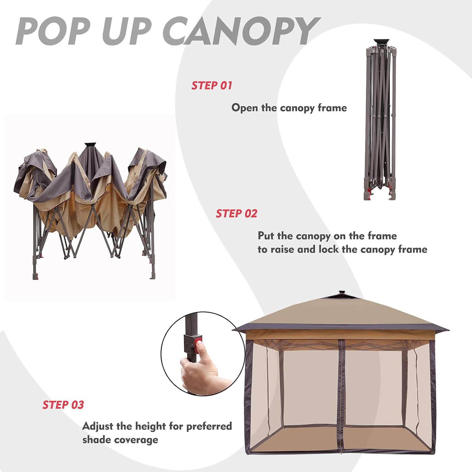 11X11 Pop Up Canopy Tent with Mosquito Netting S97440