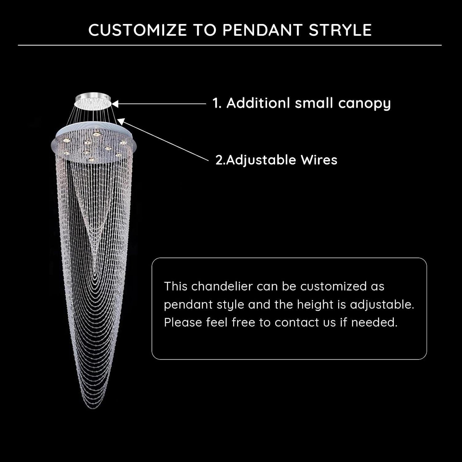 Modern Crystal Chandelier, H91'' High K40869