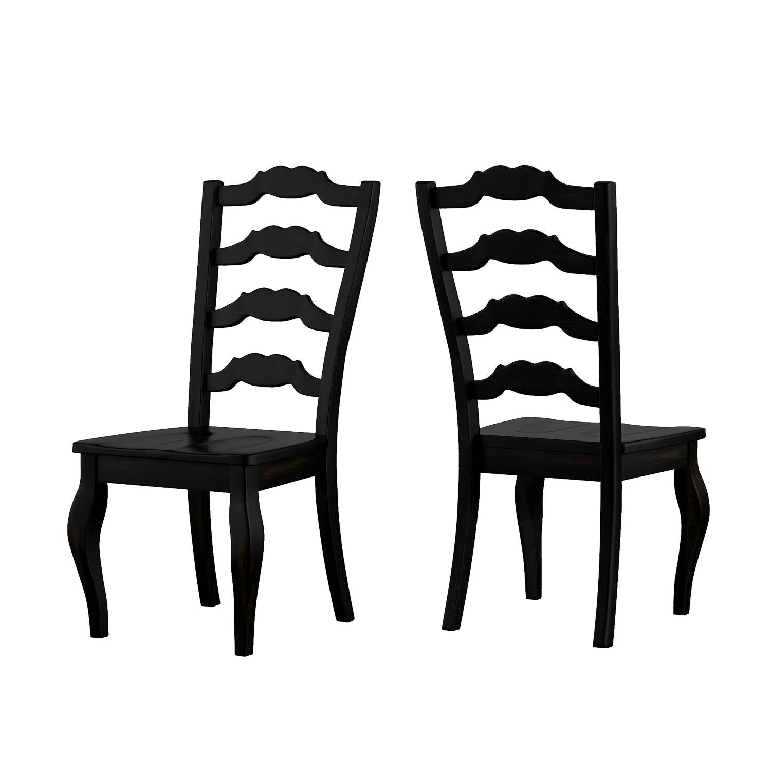 Antique Black Ladder Back Side Chair, Set of 2 S7702