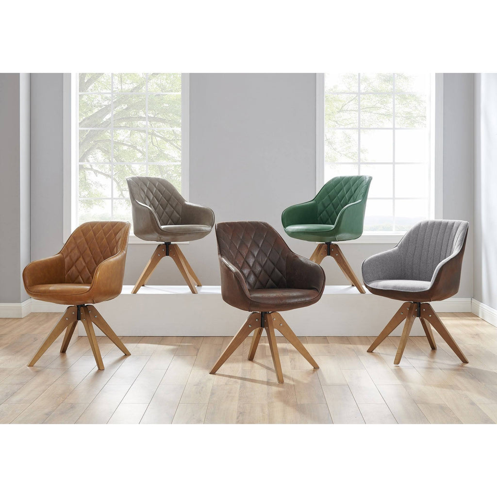 Camel Faux Leather Swivel Accent Arm Chair with Wood Legs C5085