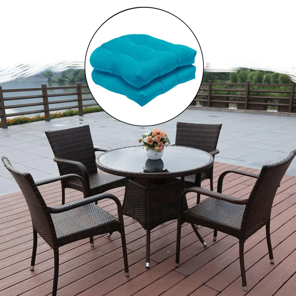 2 Pack Tufted Seat Cushions 19" x 19" U Shape Fade Resistant Blue H32982
