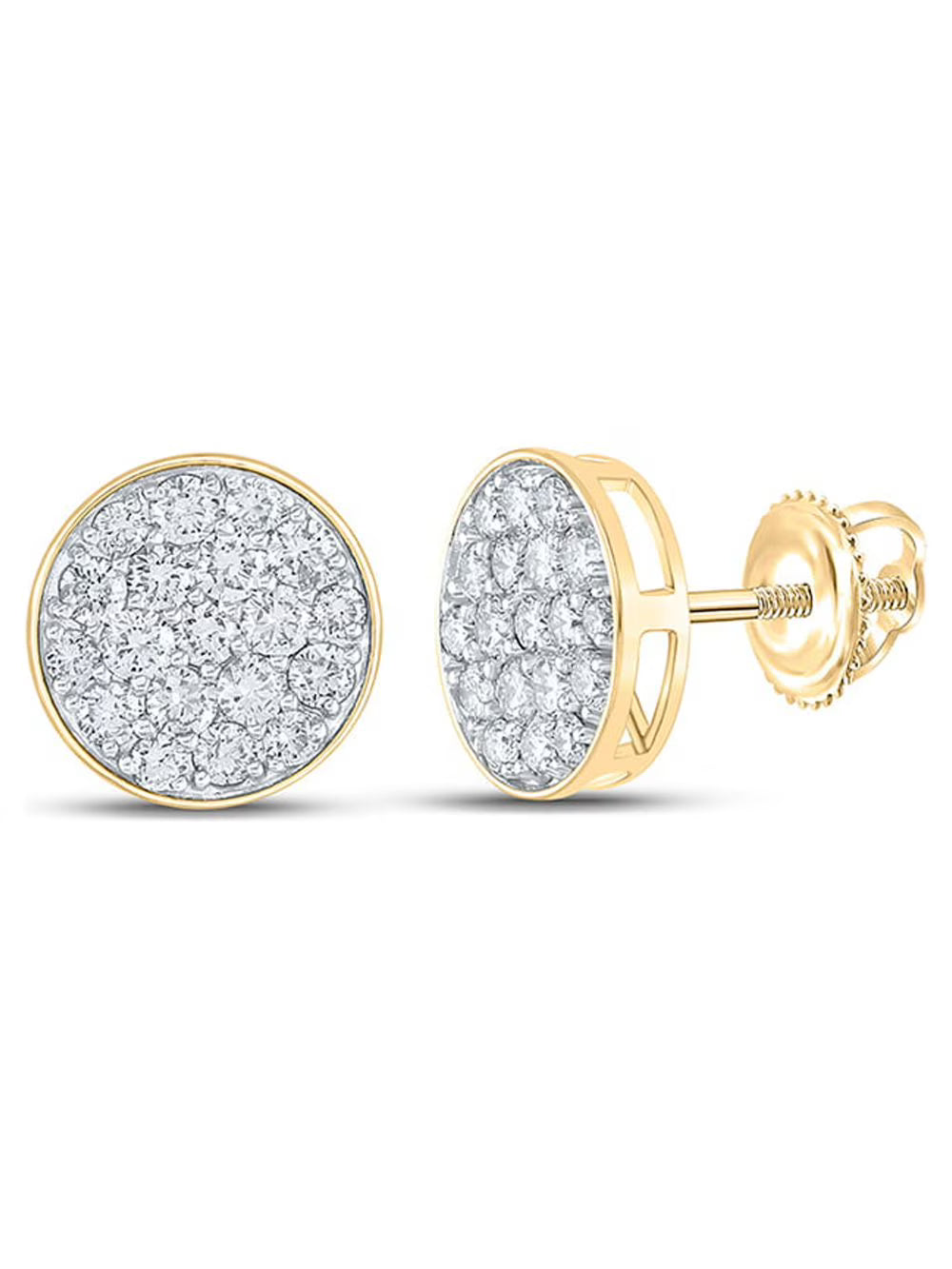 10kt Yellow Gold Mens Diamond Cluster Circle Earrings 2 Cttw S58524