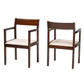 Cream Fabric and Dark Brown Wood 2-Piece Dining Chair Set J801439