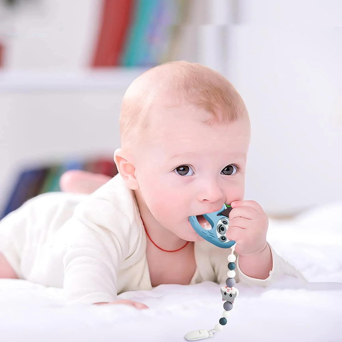 Silicone Baby Teething Toys with Pacifier Clip Holder Set F9954