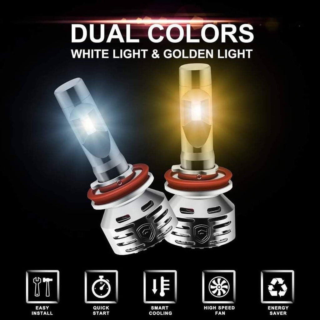 12000LM LED Headlight Bulbs Conversion Kit, 6000K White&Yellow, IP68 Waterproof, Pack of 2 S91358