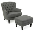 Tufted Club Chair and Ottoman Gray P732489